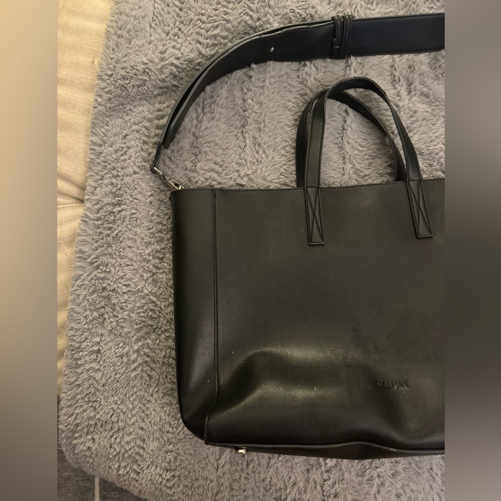 CALPAK Haven Black Leather Laptop Tote Bag - Picture 15 of 15